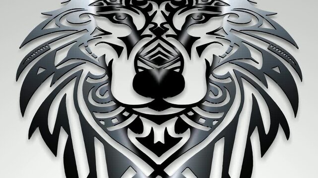 Gentle Flow across Abstract Black Pattern Revealing Wolf Head Artwork, Exclusive Tattoo Illustration or Premium Design for Graphic Fashion Art