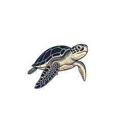 Obraz premium Detailed illustration of a sea turtle silhouette