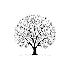 Fototapeta premium Detailed tree silhouette with circular canopy