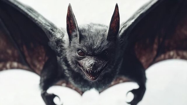 A close-up shot of an open-winged bat, great for nature or wildlife photography themes