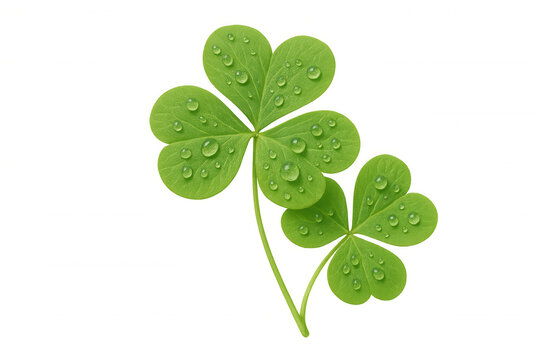 Shamrock clover leaf with fresh raindrops on green leaves, symbolizing luck and st. Patrick's day celebration