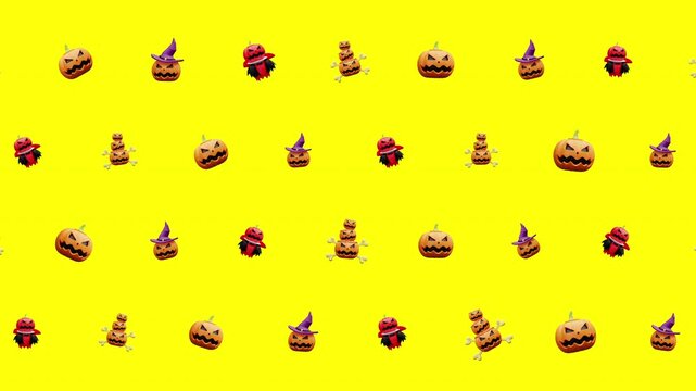 halloween animation pattern seamless pumpkins witch vampire scarecrow spooky suitable for spooky season decorations, digital backgrounds, textiles, and festive designs