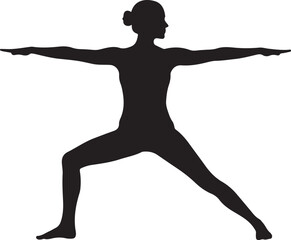 Warrior II Yoga Pose Silhouette Vector
