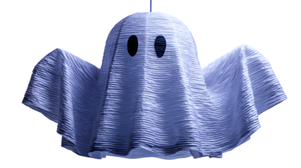 Ghost-shaped paper lantern for Halloween parties, isolated on white background