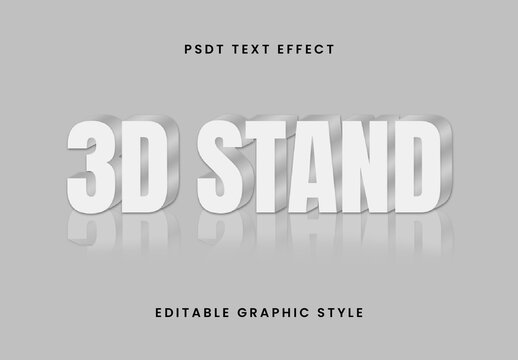 White And Gray 3D Stand Letters With Reflection Text Effect