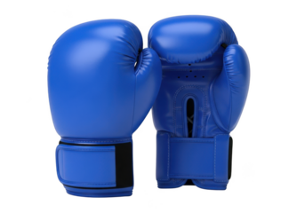Pair of blue boxing gloves equipment isolated on transparent background