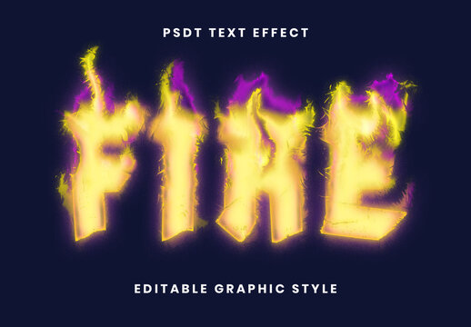 Yellow And Purple Burning Fire Text Effect Flame Glowing Font