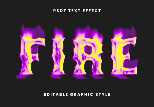 Yellow And Purple Burning Fire Text Effect Flame Decorative Font