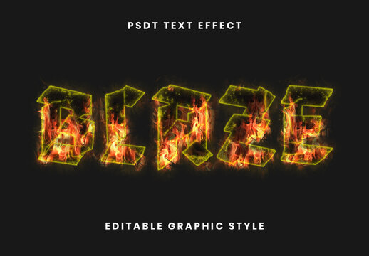 Yellow And Red Burning Fire Text Effect Flame Outline Font