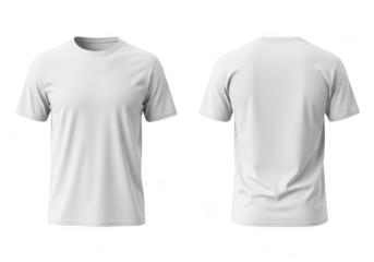 Plain t shirt mockup front and back isolated on transparent background