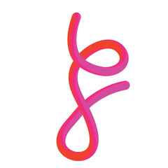Vibrant pink and orange flexible noodle toy coiled into a playful abstract shape on a white background
