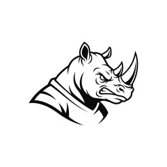 Angry rhinoceros head silhouette