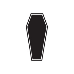 Black coffin silhouette with white outline