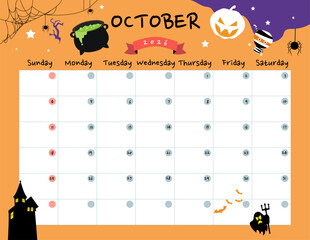 October 2026 table calendar week start on Sunday with holiday theme that use for horizontal digital and printable letter size