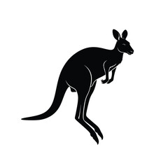 Black kangaroo silhouette in motion