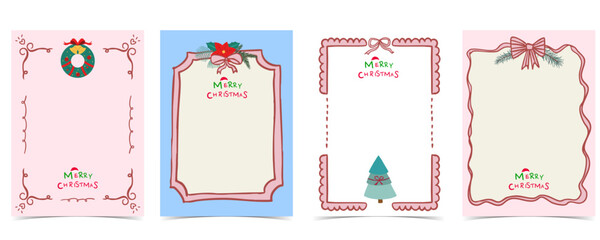 Cute kid pastel frame design with wreath,christmas tree.vector illustration for Christmas party invitation card,postcard,print,scrapbook