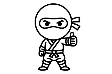 Naklejka premium Cute Ninja Fighter Thumbs Up Cartoon Vector Generative AI