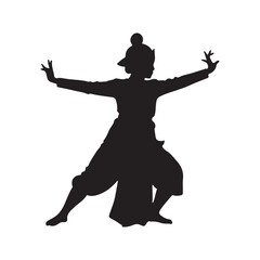 Silhouette of Traditional Indonesian Jaiong Dancer silhouette vector flat illustration design on white background
