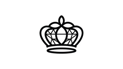 Elegant black and white line art illustration of a regal crown symbol