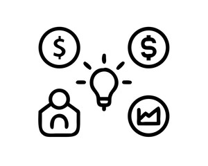 Illustration of business idea collaboration and financial planning