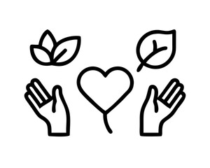 Hands holding heart and leaves, love and nature
