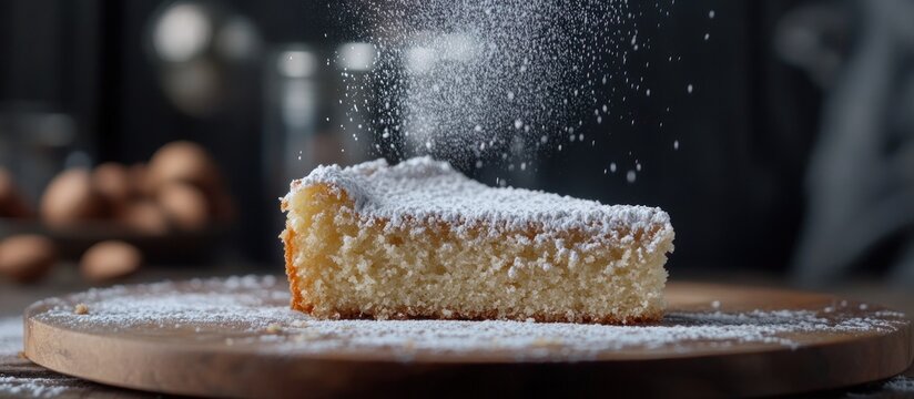 Powdered Sugar on a Slice of Cake