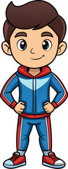 Cartoon Boy in Tracksuit – Vector for Kids and Sports Themes