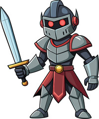 Obraz premium Cartoon Knight with Sword – Fantasy Vector for Games and Adventure Themes