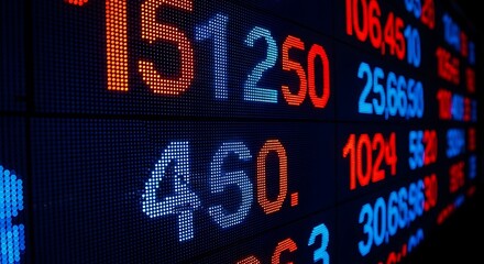 Digital Stock Market Display with Fluctuating Numbers.