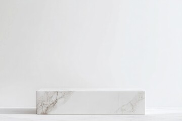White marble rectangular podium with soft natural light perfect for product mockups minimalist branding and packaging presentations