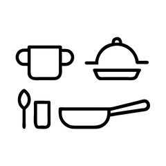 Line art illustration of cookware