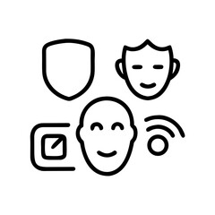 Icon illustration of facial recognition and biometric security
