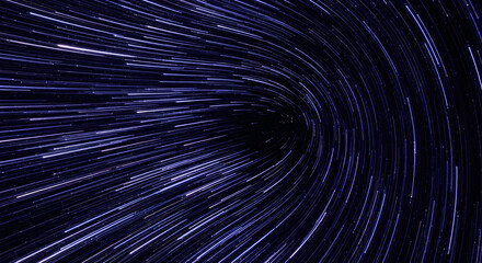 Obraz premium Abstract futuristic background of a swirling blue light vortex, representing high-speed data transfer through a digital tunnel or a warp drive in space
