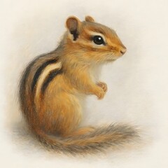 다람쥐, 우측면, 파스텔화, jpeg (Chipmunk, right side view, pastel painting, jpeg)