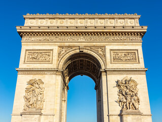 Triumphal arch (Arc de Triomphe) on Charles de Gaulle square in Paris, France