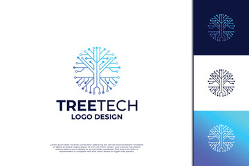 Tree tech logo design inspiration