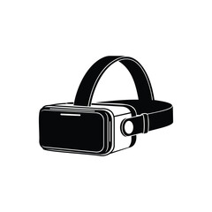 Modern virtual reality head-mounted display for immersive digital experiences in a simple black and white style