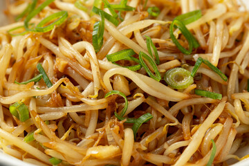 Stir Fry Bean Sprouts with garlic, soy sauce and spring onion