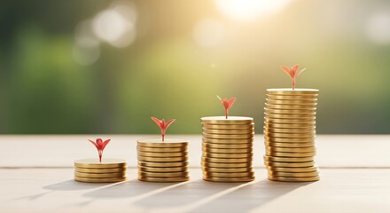 Money growing on coins with plants sprouting up.