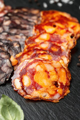 Cured meat platter of traditional Portuguese sausages