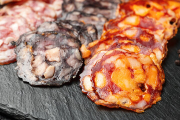 Cured meat platter of traditional Portuguese sausages