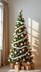 Fototapeta premium Vertical festival of cheerful decorations home christmas tree display cozy environment bright viewpoint