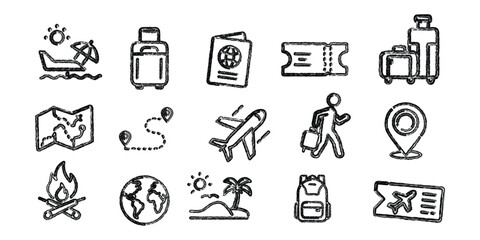 Travel Brush Line Art Illustration, Minimalist Journey Icon Design, Adventure Outline Drawing, Modern Travel Symbol Vector, Simple Trip Brush Line