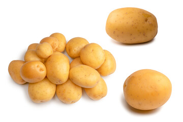 A group of fresh tasty potato isolated on white background.