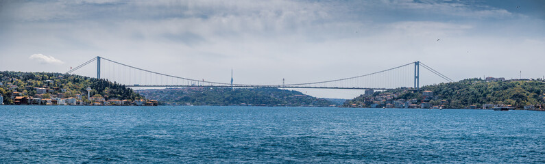 Bosphorus panorama with big suspension bridge connecting banks and big city, Istanbul, Türkiye © Igor