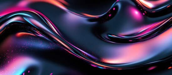 Abstract Liquid Metal with Neon Lights