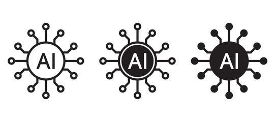 AI chips icon user interface. Artificial intelligence technology concept design, Machine learning and AI generative tool. Big data and deep learning. Vector illustration for web, UX and UI.