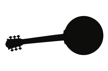 Banjo silhouette vector, musical instrument icon
