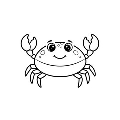 Friendly Cartoon Crab Coloring Page – Black Line Art on White
