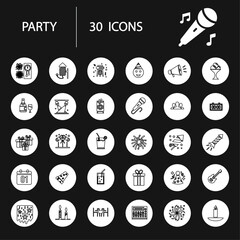 Simple set of party related vector line icons
